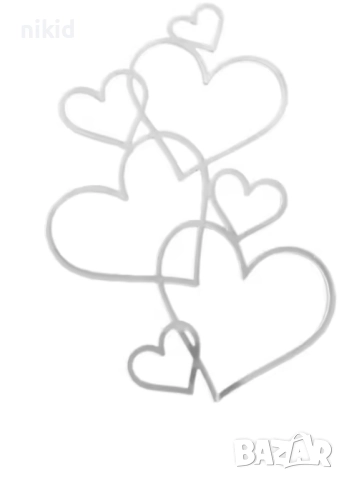 Сърца вплетени топер украса декор за торта пластмасов сребрист златист , снимка 6 - Други - 52173085