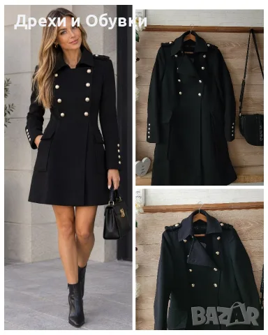 Черно палто Zara МИЛИТЪРИ златни копчета 