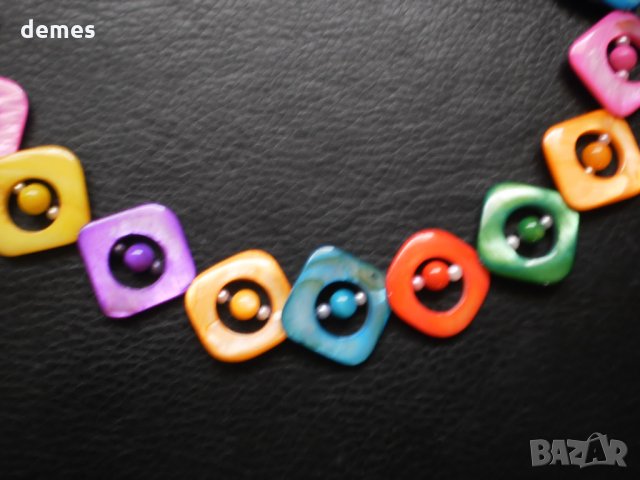 Колие от естествен седеф с четириъгълна форма , снимка 8 - Колиета, медальони, синджири - 20428540