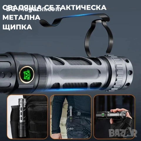 Мощен ръчен фенер YEMAO A6 – 2200 Лумена тактически дизайн USB-C и 350м обхват, снимка 6 - Къмпинг осветление - 54027505