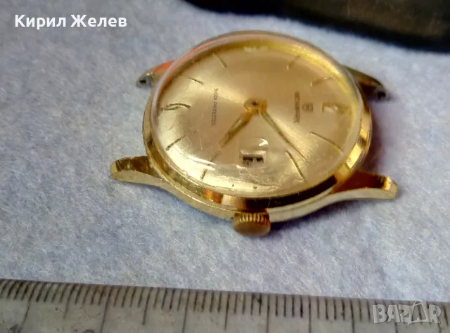 N - NEWMARK SHOCK PROTEKTED SWISS MADE Стар ПОЗЛАТЕН ШВЕЙЦАРСКИ РЪЧЕН ЧАСОВНИК РАБОТЕЩ 49586, снимка 3 - Антикварни и старинни предмети - 48442445