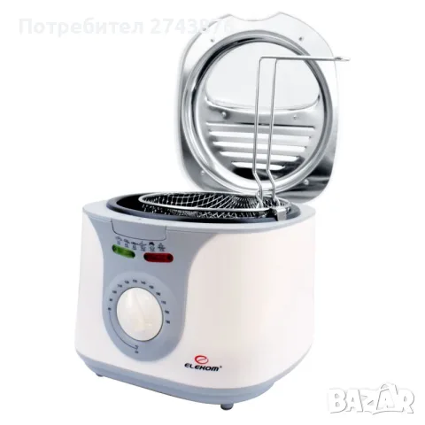 Фритюрник ЕК-408, 2 л., 1300W, Кошница с дръжка, Терморегулатор 80-190°С , снимка 2 - Фритюрници - 51488274
