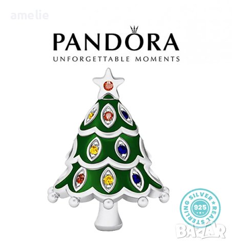 Талисман Коледен Пандора сребро 925 Pandora Christmas Tree. Колекция Amélie, снимка 1 - Гривни - 42910921