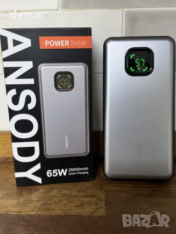 65W външна батерия, преносимо зарядно за лаптоп 25000mAh, с 3 порта и цифров дисплей, сребриста, снимка 8 - Външни батерии - 50256226