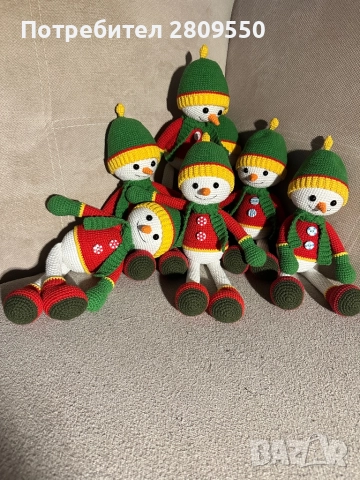 Коледна играчка плетен снежен човек, снимка 4 - Декорация за дома - 52836259