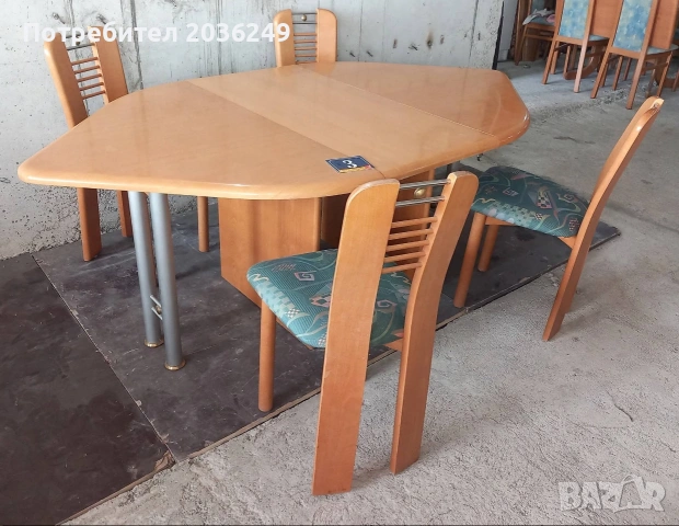 Комплект масивна разтегателна маса с 4 стола- внос, снимка 2 - Маси - 53088106
