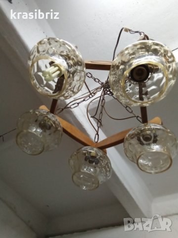 Абажур от Масивно дърво и стъкло внос Германия, снимка 4 - Полилеи - 35178801