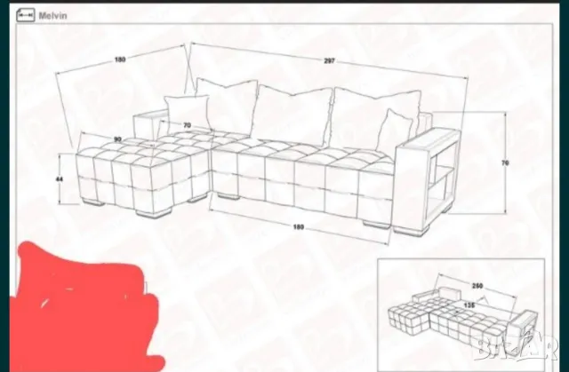 Диван с функция сън , снимка 11 - Дивани и мека мебел - 49139593