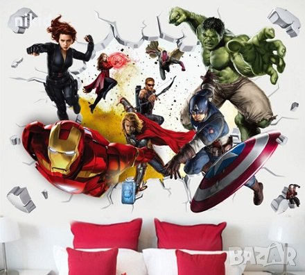 Avengers марвел Отмъстителите Хълк Америка Айрън стикер за стена лепенка самозалепващ