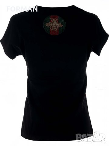 СТРАХОТНА черна тениска с щампи от камъчета и на гърба, снимка 2 - Тениски - 37695405