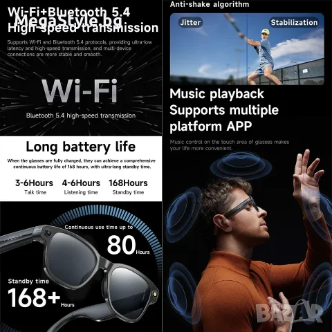 Смарт очила L801 с 8MP HD камера, Видеозапис, WiFi и AI Гласов асистент, снимка 5 - HD камери - 55737978