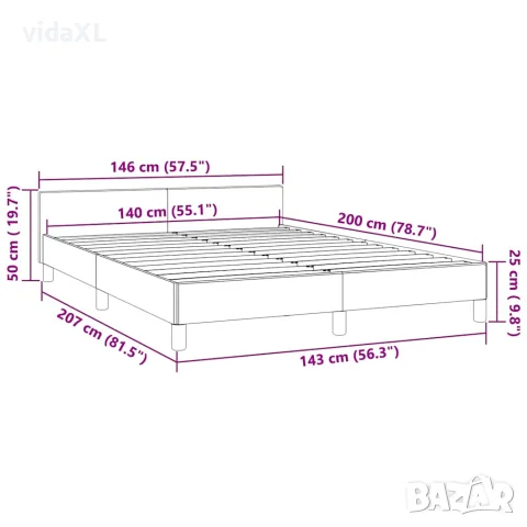vidaXL Рамка за легло без матрак, тъмносива, 140x200 см, кадифе, снимка 9 - Спални и легла - 56147165