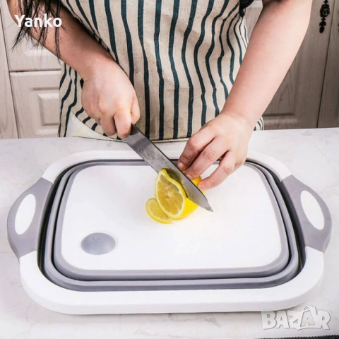 Многофункционална сгъваема дъска за рязане - леген с тапа, снимка 3 - Аксесоари за кухня - 53931730
