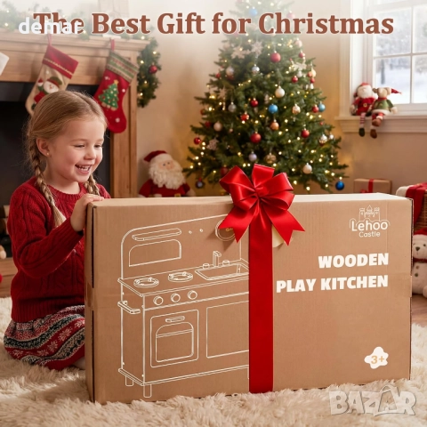 Lehoo Castle, дървена кухня за игра за 3-годишни, комплект аксесоари, снимка 7 - Образователни игри - 52678031