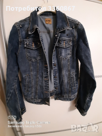 Дънково яке с капси, снимка 3 - Якета - 44684227