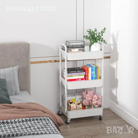 3-етажна помощна количка с колела – бяла, многофункционална, снимка 6 - Други - 52677171
