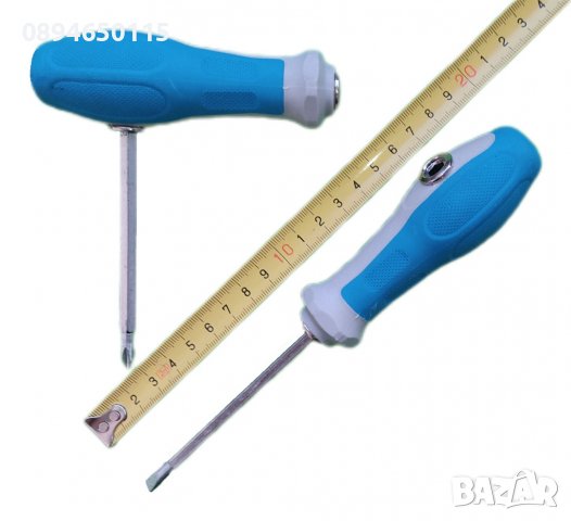 Отвертка комбинирана 2в1, кръстата, права, намагнитен връх, 6x100mm отверка, снимка 1