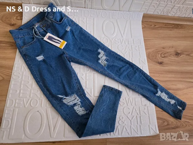 Дамски дънки Slim с накъсан ефект , снимка 6 - Дънки - 50013917