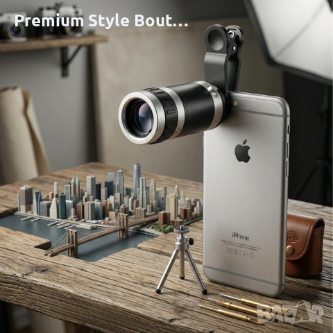 Универсален телескоп обектив за телефон 8x оптично увеличение + щипка, снимка 4 - Друга електроника - 54123519