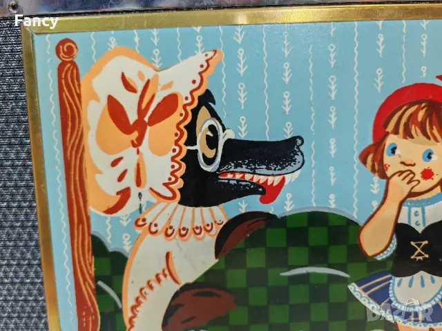 Стара детска картина 25/21 см, снимка 3 - Антикварни и старинни предмети - 48146361