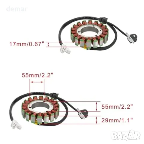 WOOSTAR 18-Coil статор за магнето (5-проводен), заместител за Suzuki King Quad, снимка 4 - Части - 55850044