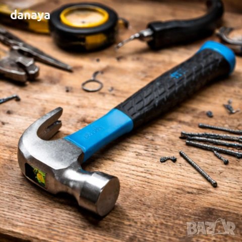 6546 Чук с гумирана дръжка, универсален строителен чук за пирони и ремонти, снимка 5 - Други - 54064827