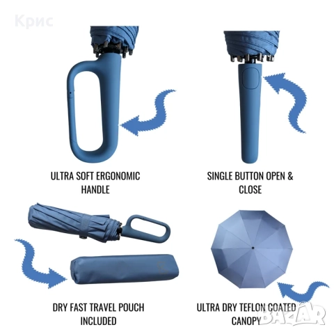 Голям автоматичен сгъваем чадър, снимка 2 - Други стоки за дома - 52558172