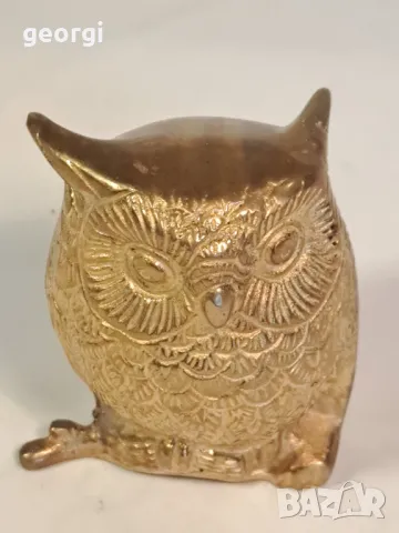 статуетка сова от месинг  24/2, снимка 2 - Статуетки - 49488393