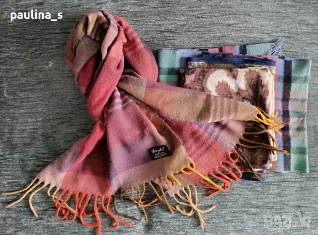 Винтидж / пет (5) броя Зимни Шалове от Вълна и Кашмир / различни видове , снимка 11 - Шалове - 44175076