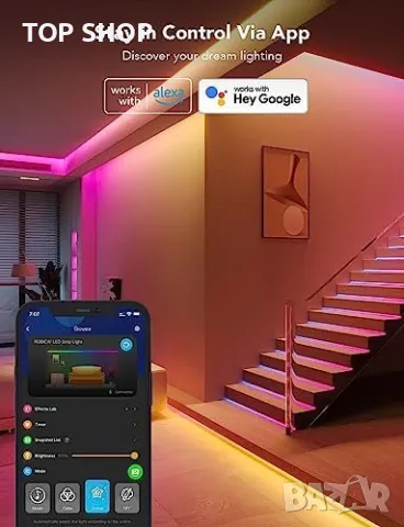 Нова 20 метра Топло бяла LED лента светлини за спалня Дом Хол Осветление, снимка 5 - Лед осветление - 49217031