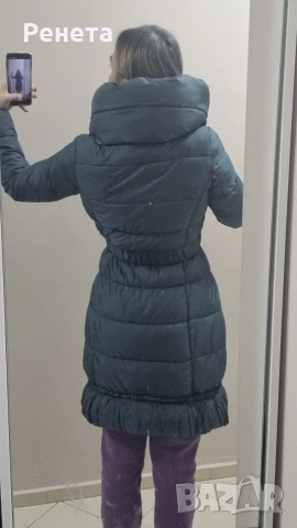 Маслено зелено дълго яке GANG размер S, снимка 3 - Якета - 53135464