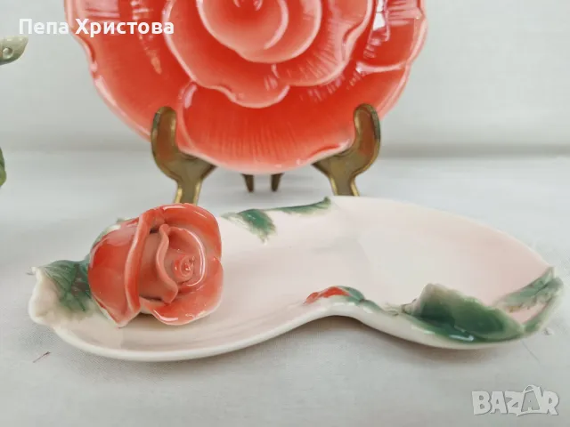 Троен сет за кафе от китайски 3Д порцелан Fromone., снимка 2 - Чаши - 49020647