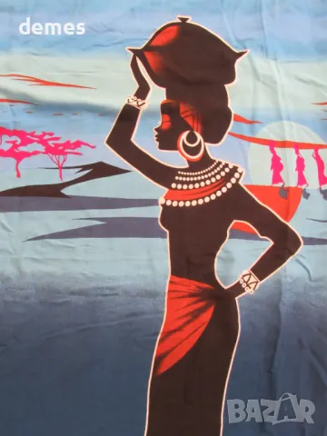 Класически етиопски шал син цвят с щампа-GABI, снимка 3 - Колекции - 50099183