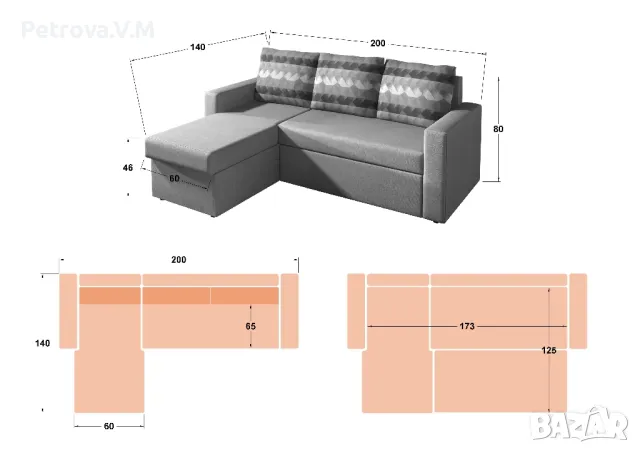  Ъглов диван, снимка 6 - Дивани и мека мебел - 48796914