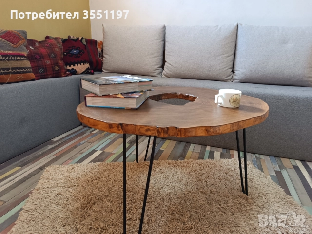 Холна маса от масивен плот с жив ръб, снимка 2 - Маси - 52335573