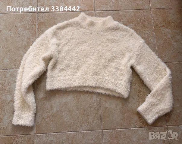 Пуловер екрю къс , снимка 2 - Блузи с дълъг ръкав и пуловери - 56198986