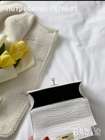 Луксозна бяла чанта mini Kelly Croco Style , снимка 6 - Чанти - 48220921