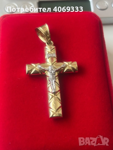 Златна висулка кръст 4.44гр 14к, снимка 6 - Колиета, медальони, синджири - 51735304