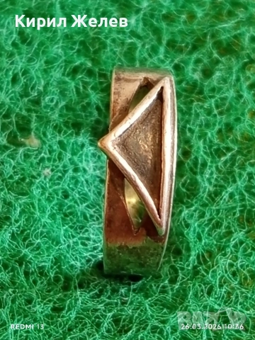 Стилен сребърен пръстен майсторска ръчна изработка 45559, снимка 2 - Пръстени - 53981590