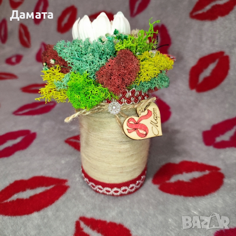 Малки бурканчета и кашпички с естествен скандинавски мъх, снимка 6 - Декорация за дома - 42136476