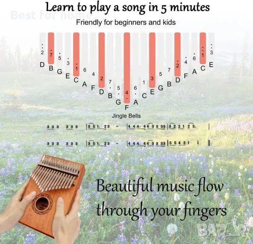 Калимба Ударен музикален инструмент със 17 ноти, дърво KOA,, снимка 3 - Ударни инструменти - 48744013