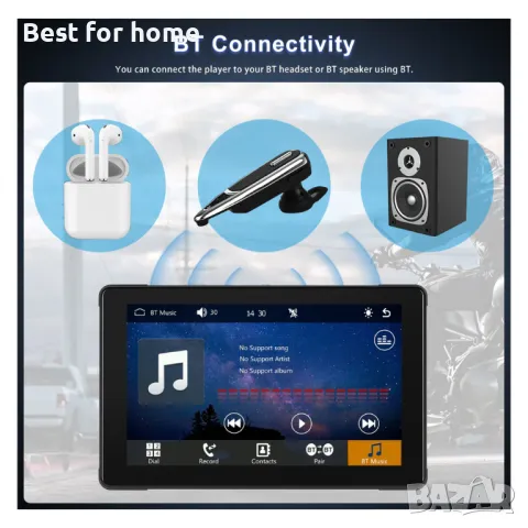 Мултимедия за мотор Podofo 7-инчов с  Carpla/ Android Auto, IP67 Водоустойчив екран, снимка 4 - Аксесоари и консумативи - 49602589