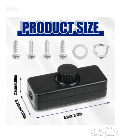 Ключ димер LED, 3-100W, черен, защита от претоварване, снимка 4 - Друга електроника - 52898763