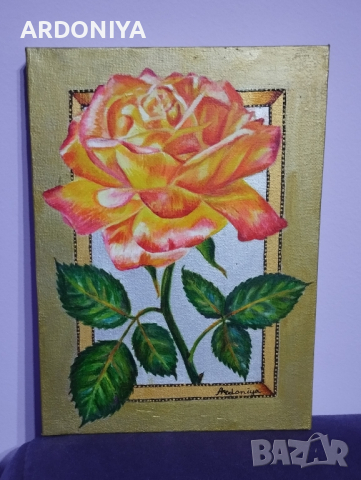 Картина Роза маслени бои, снимка 5 - Картини - 44606365