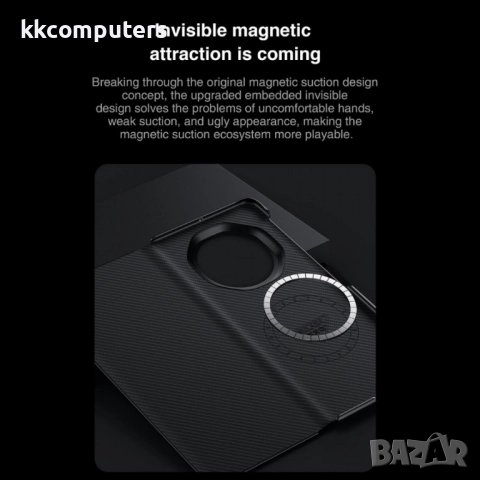 Калъф SULADA Kevlar за Honor Magic V5 – смарт капак с прозорец, кожена текстура и магнитна функция, , снимка 4 - Калъфи, кейсове - 52163176