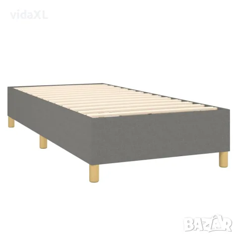 vidaXL Боксспринг легло с матрак, тъмносив, 90x190 см, плат, снимка 4 - Спални и легла - 56146606