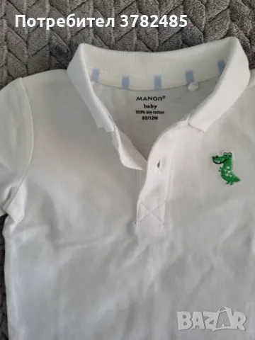 Детска/Бебешка Тениска с Яка - Кроко - Био Памук - Момче - 9/12м - 80см, снимка 2 - Бебешки блузки - 50178398