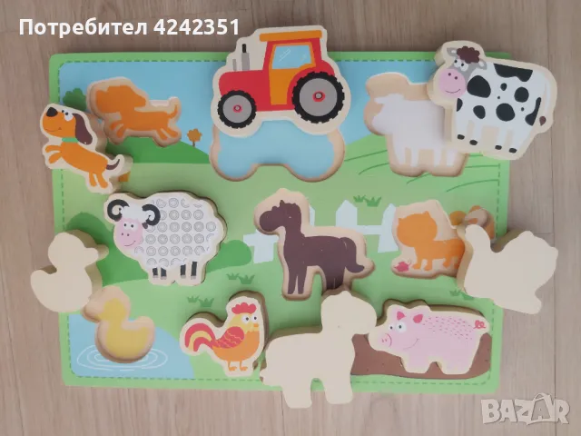 Дървен пъзел Lelin toys с 9 фигури, снимка 2 - Игри и пъзели - 49697257