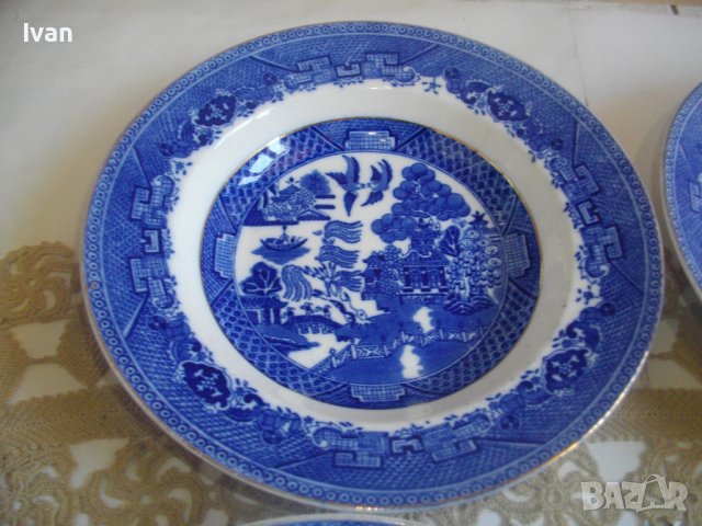 Винтидж Порцелан 1949г-1957г-VICTORIA PORCELAIN WILLOW FENTON-Made in ENGLAND-4 бр.НОВИ Чинии ф230мм, снимка 7 - Чинии - 39895680
