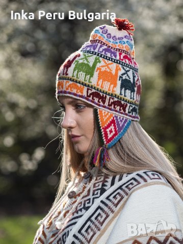Автентична перуанска шапка модел Куско от овча вълна, снимка 1 - Шапки - 40190149